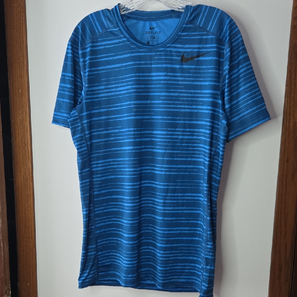 Nike Dri-Fit Men's Blue Striped Short Sleeve Tee